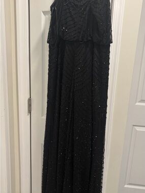 Adrianna Papell Black Beaded Maxi Dress